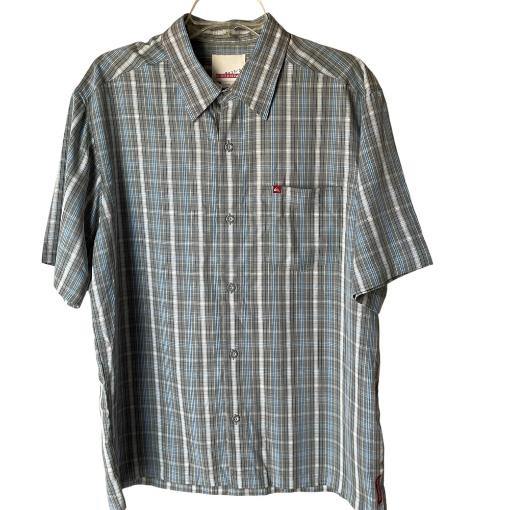 Quiksilver Vintage Gray Button Up Collared Shirt, M